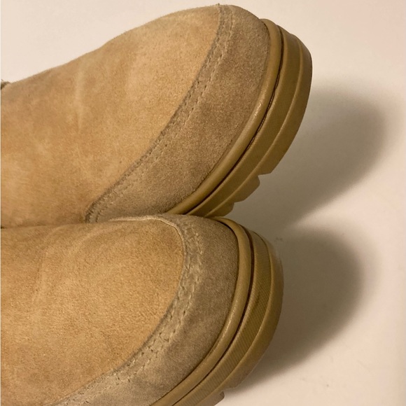 UGG Camel Suede Sheepskin Leather Mid Calf Winter Boots size 8 - Picture 11 of 16